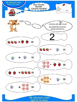 Çocuklar İçin toplam işlemi yaprak testleri 